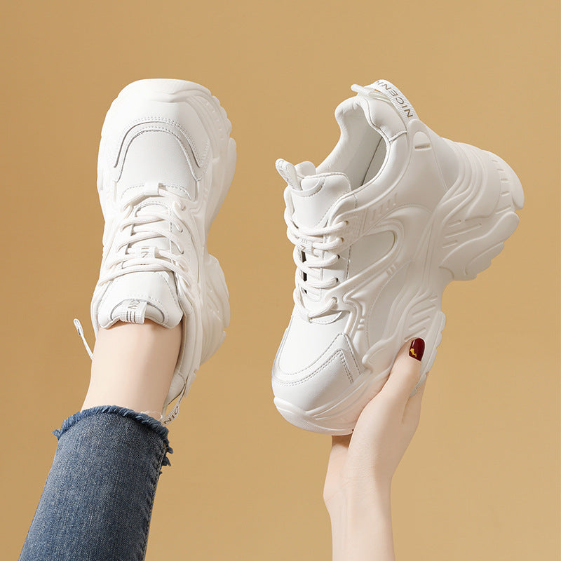 Women's Sports Platform Black Daddy Height Increasing Sneakers