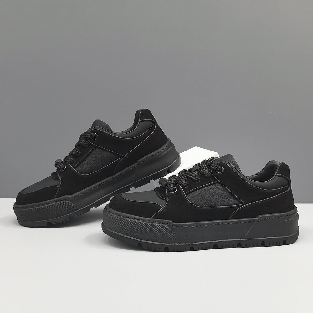 Men's Sports First Layer Cowhide Platform Hight Sneakers