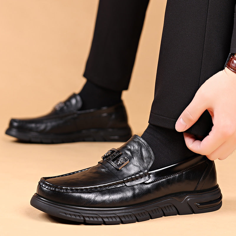 Men's First Layer Cowhide Genuine Breathable Pumps One Leather Shoes