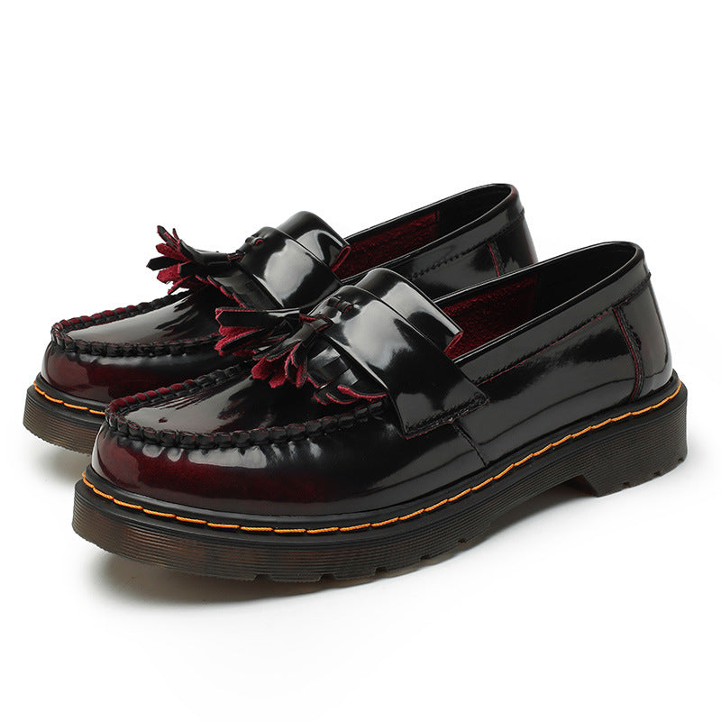 Women's Tassel Genuine British Style Fashion Round Toe Plus Men's Casual Leather Shoes