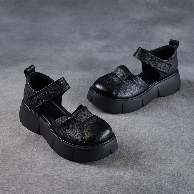 Closed Toe Strap Breathable Lightweight Platform Vintage Hollow Sandals