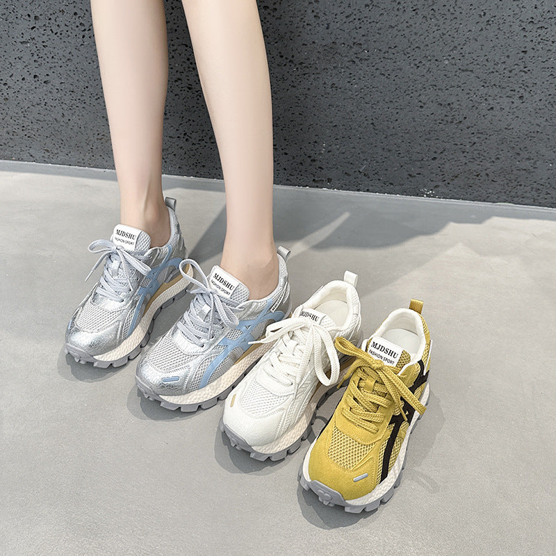 Women's Autumn Thick Bottom Heightened Daddy Mesh Breathable Retro Women's Sports Shoes