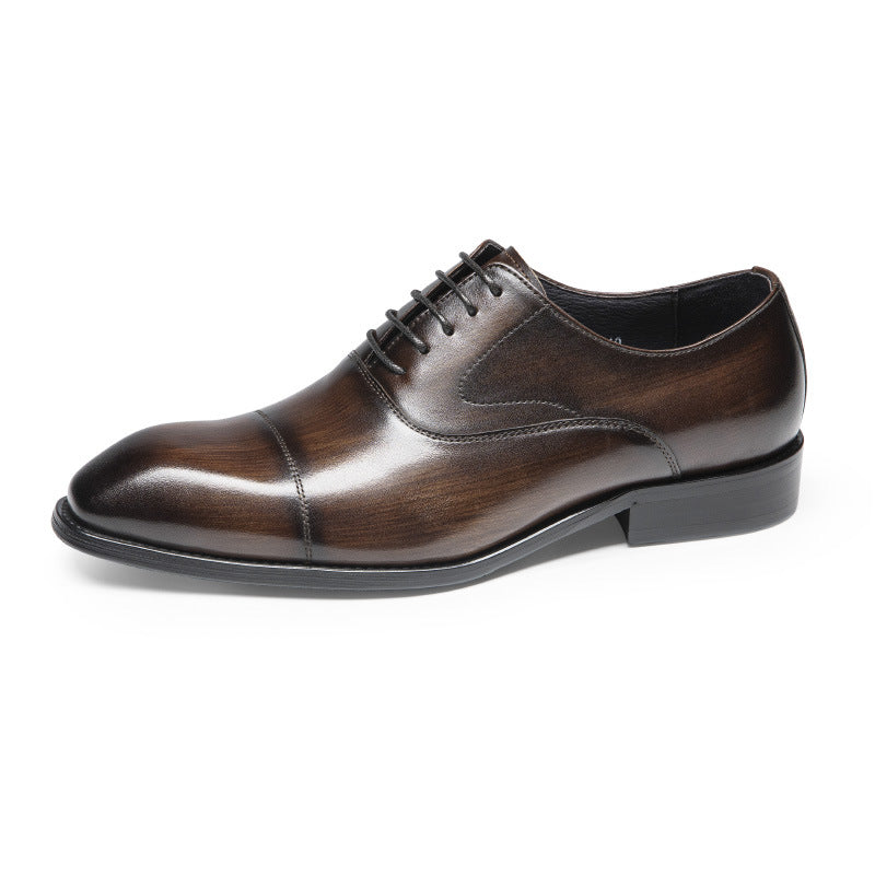 Men's Hours Elegant Square Toe First Layer Cowhide Leather Shoes