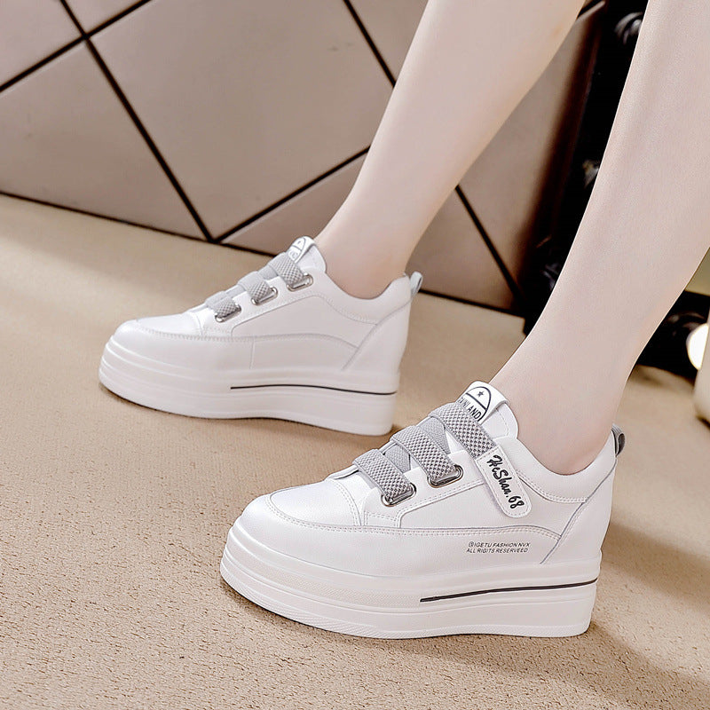 Women's Hidden White Velcro Slimming Platform Lightweight Trendy Women's Casual Shoes