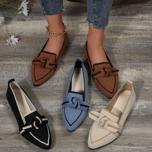 Women's Breathable Flat Slip-on Bow Shallow Mouth Casual Shoes