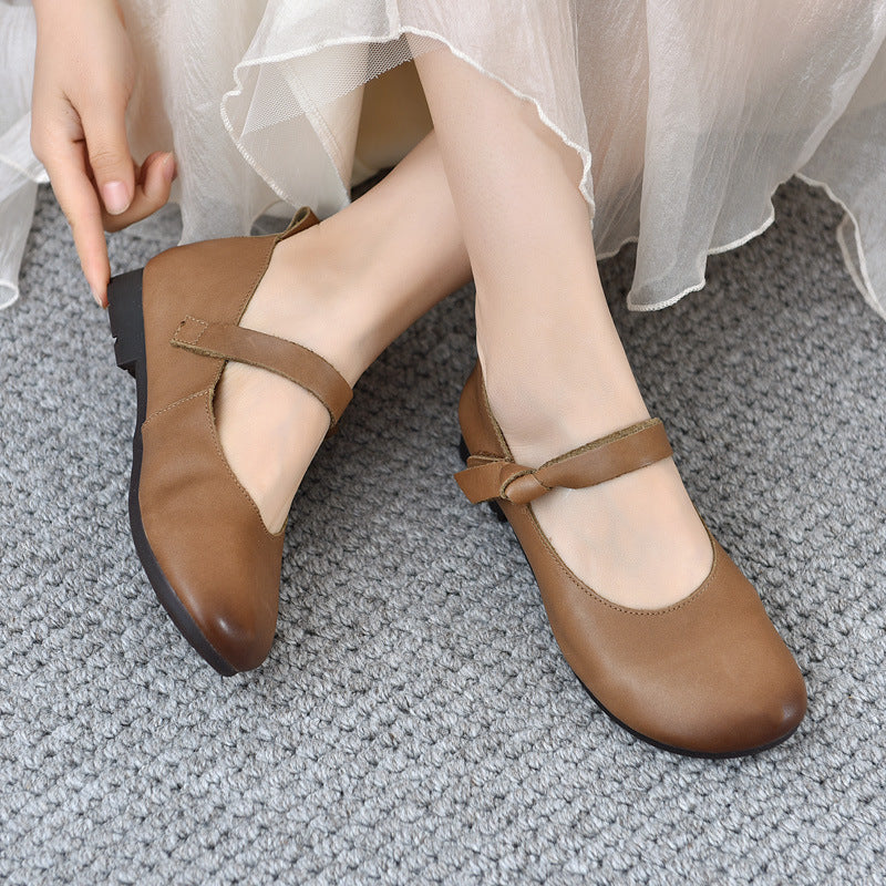 Women's & Men's Autumn Square Toe Flat Retro Soft Women's Shoes