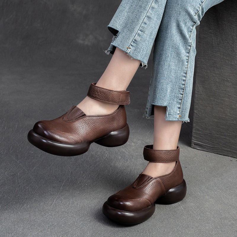 Women's Round Head Thick Bottom Classy Hepburn Casual Shoes