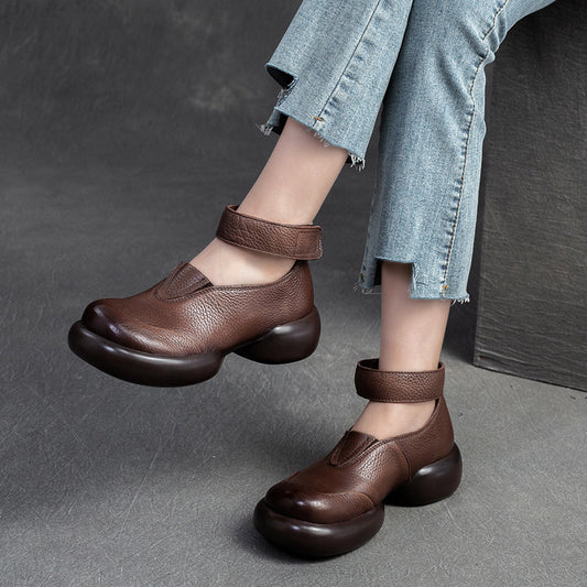 Women's Round Head Thick Bottom Classy Hepburn Casual Shoes