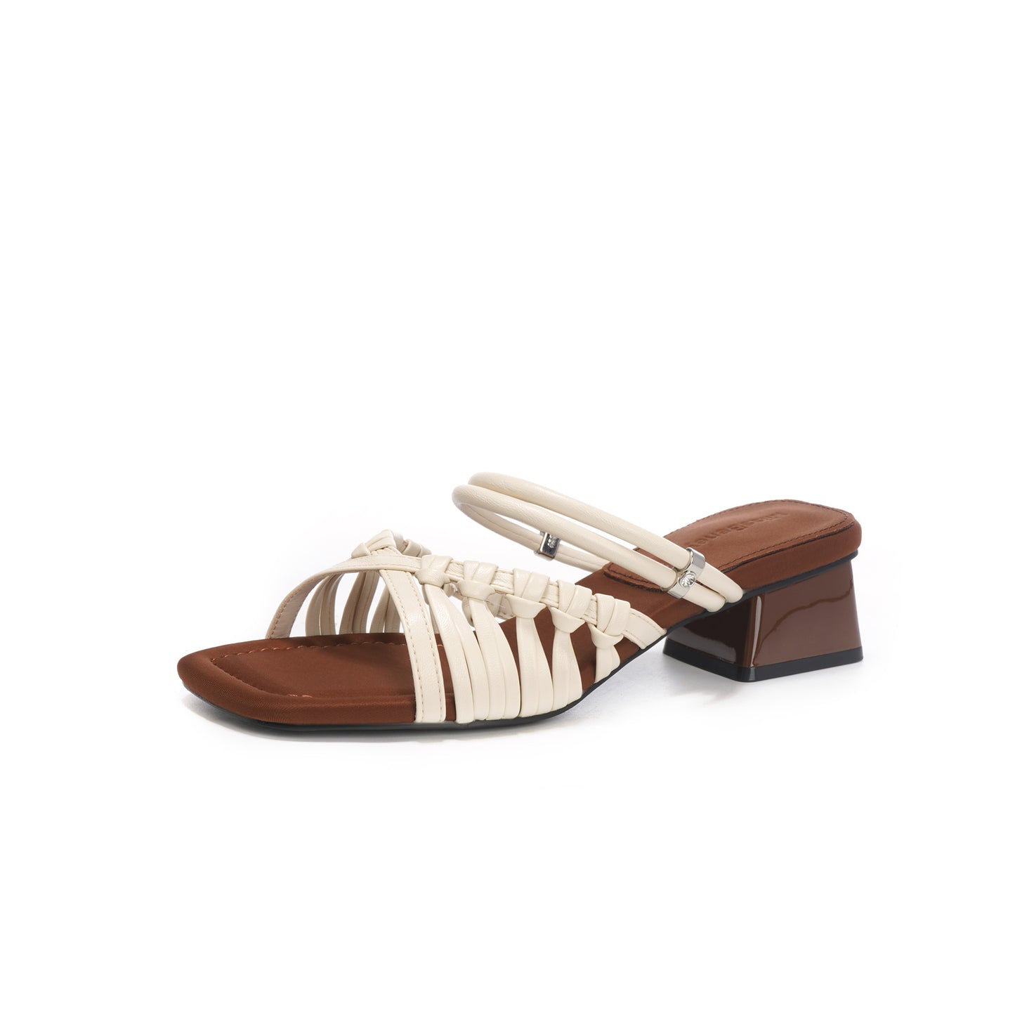 Temperament Woven Strap Open Toe Chunky Heels