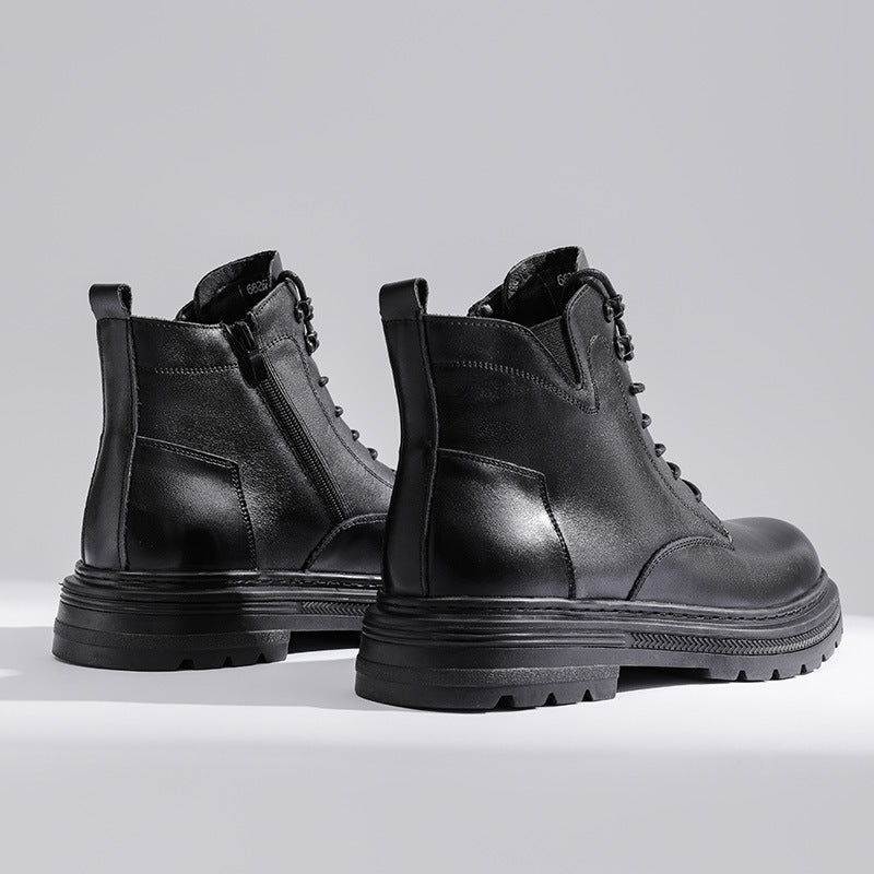 Men's Top Layer Cowhide Martin Fur Warm Boots