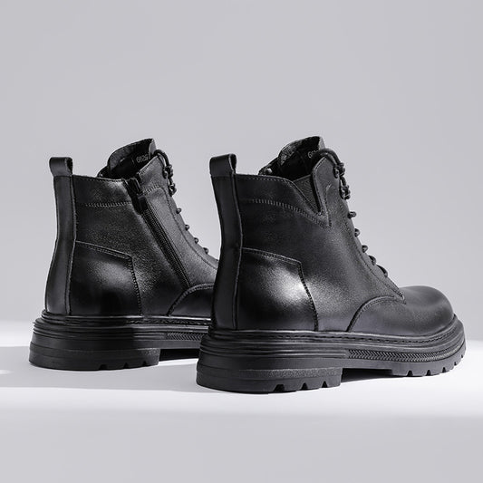 Men's Top Layer Cowhide Martin Fur Warm Boots