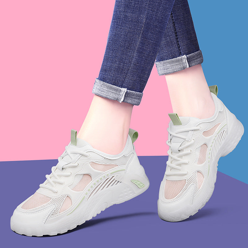 Women's Genuine Clunky For Platform White Summer Canvas Shoes