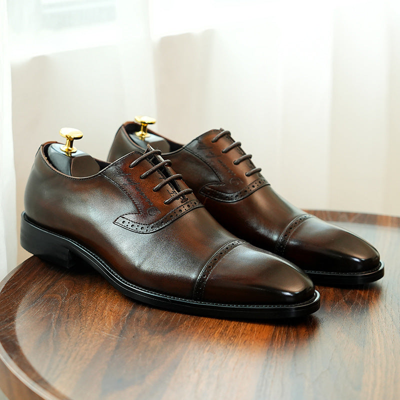 Men's Brogue Formal Wear Business Oxford Handmade Leather Shoes