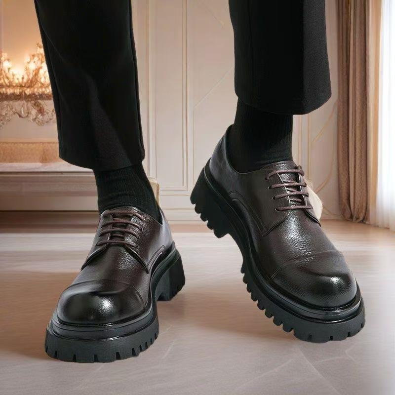Men's Formal Wear Big Head Thick Bottom Men's Casual Leather Shoes