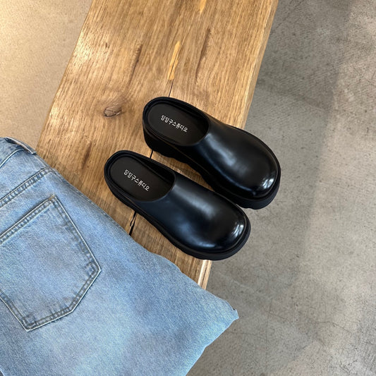 Women's Muffin Thick Bottom Toe Cap Half Spring Slip-on Retro Slippers