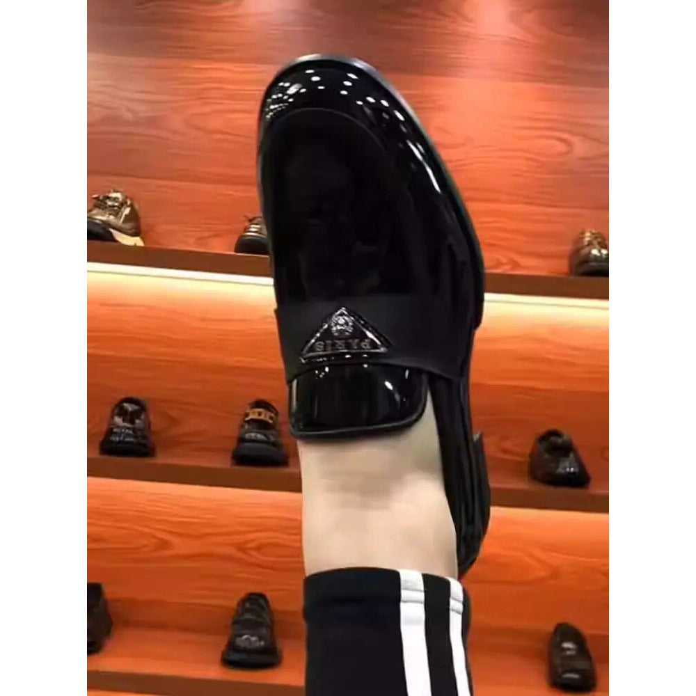 Men's Bright Simple Fashion Trend Soft Bottom British Leather Shoes