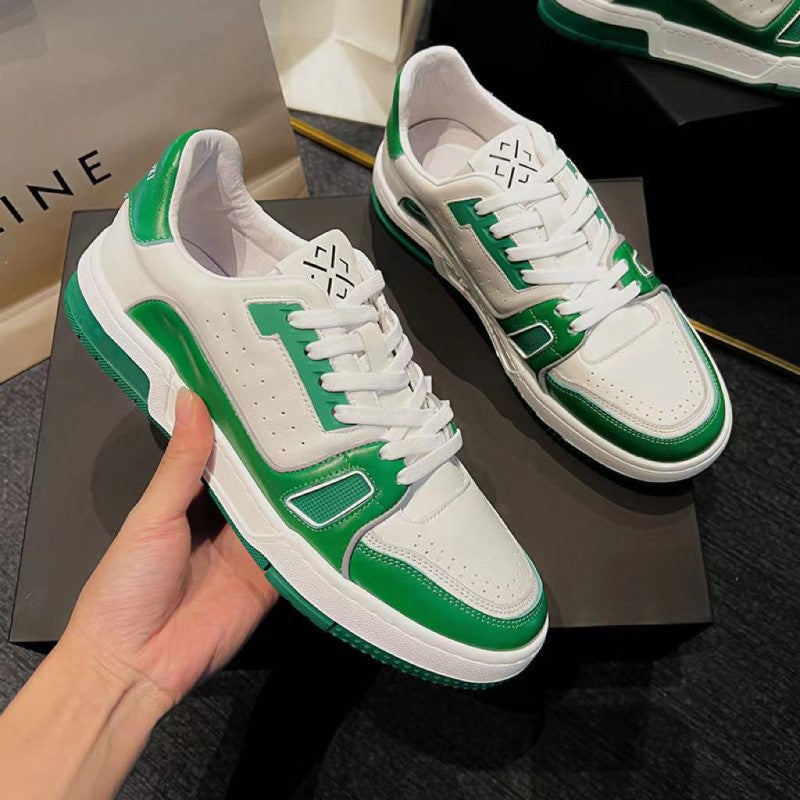 Men's Temperament Low Cut Cowhide Flat Small Sports Men's Board Shoes