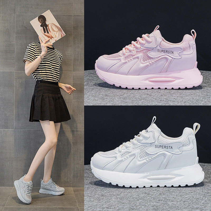 Mesh Surface Platform Height Increasing Insole Women's Casual Shoes