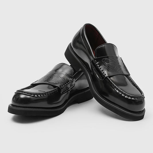 Women's & Men's Embossed Commuter Trendy Slip-on Retro British Leather Shoes