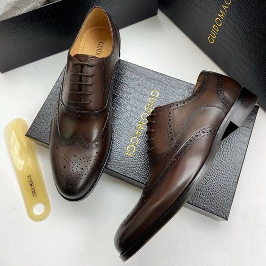 Men's Style Carving Brogue Business First Layer Cowhide Plus Leather Shoes