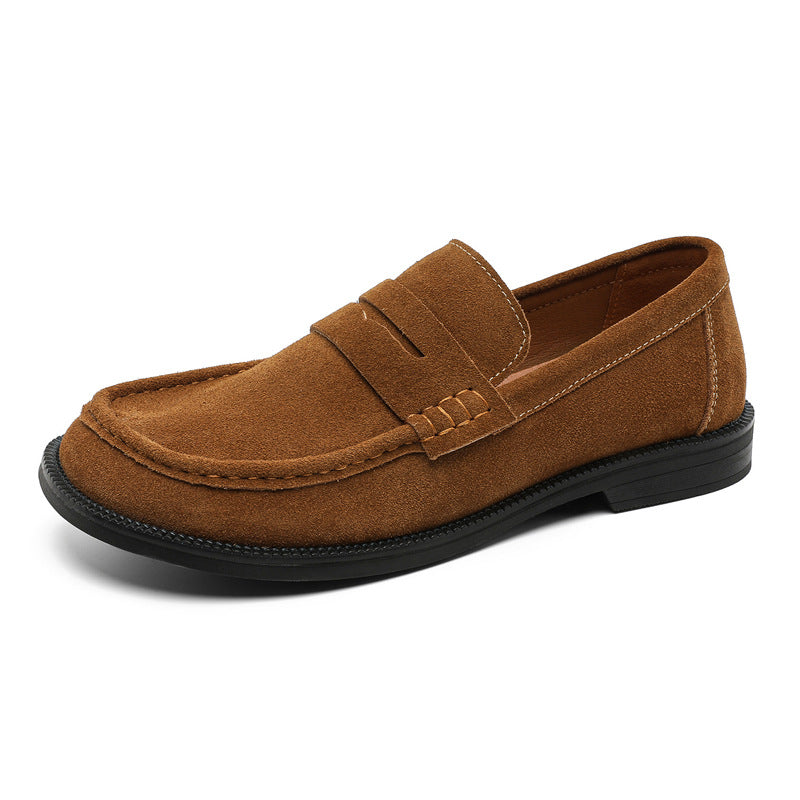 Retro Design High-grade Black Khaki Beige Leather Shoes