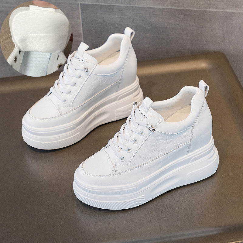 Women's Hidden Platform Korean Fashionable Popcorn White Heels
