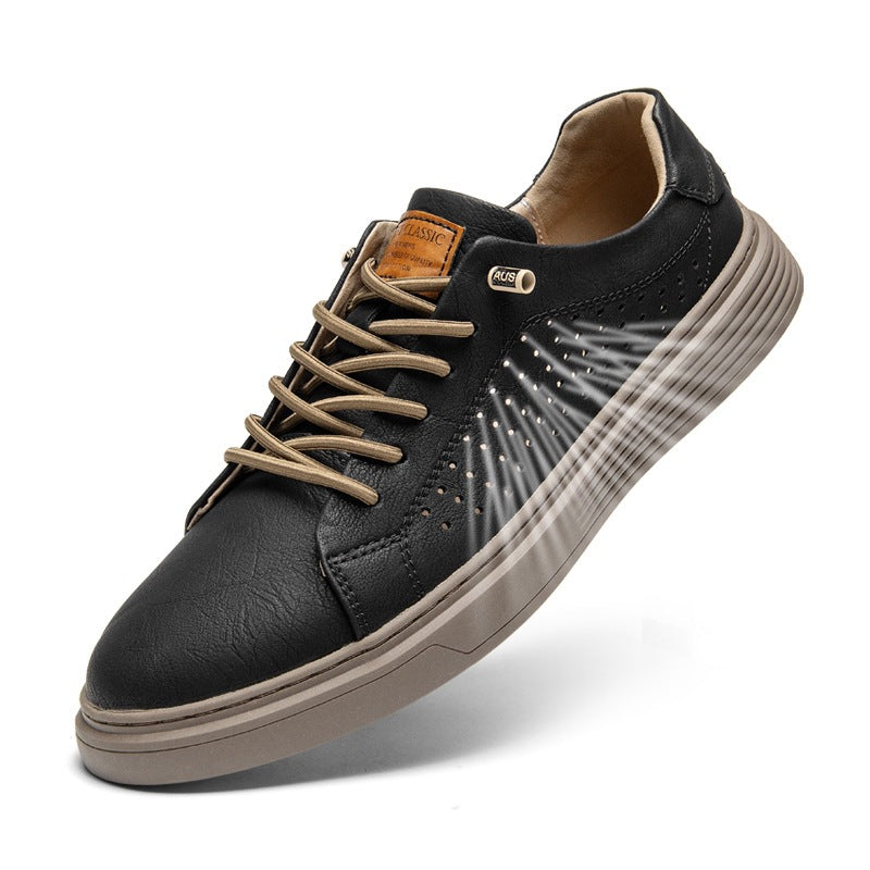 Men's Spring Cowhide Fashion Formal Wear Plus Size Men's Board Shoes