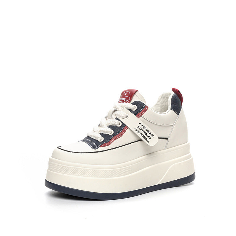 Women's White Slimming Height Increasing Insole Small Muffin Platform Women's Casual Shoes