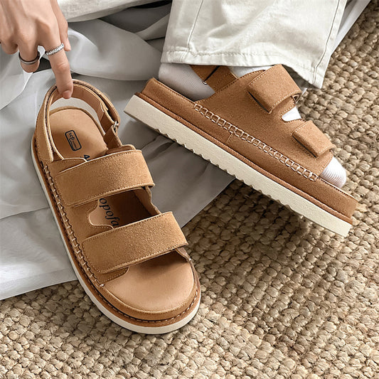Women's & Men's Niche Couple Beach Velcro Platform Increased Sandals