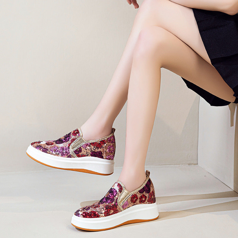 Women's Height Increasing Insole Summer Mesh Surface Platform Small Loafers