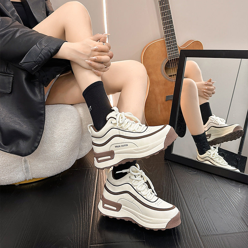 Women's Platform High Top White Autumn Korean Sneakers