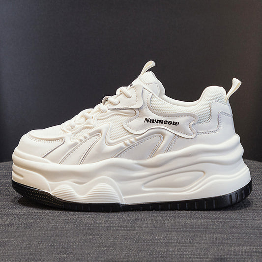 Women's Mesh Breathable White For Summer Platform Dad Casual Shoes