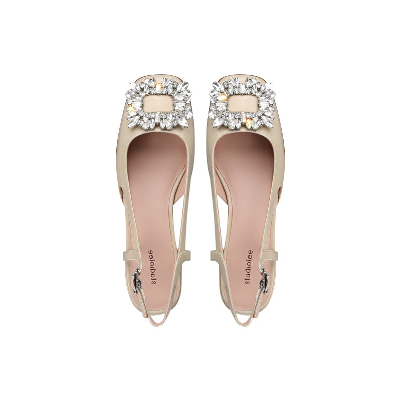 Women's Low-cut Back Empty Square Buckle Mary Jane Sandals