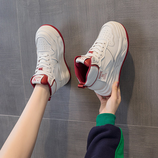 Women's White Trendy Autumn Korean Style Versatile Sneakers