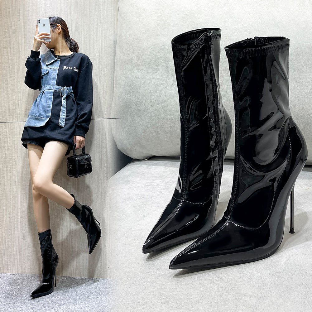 Pointed Toe Sexy Pole Dance Iron Large Boots