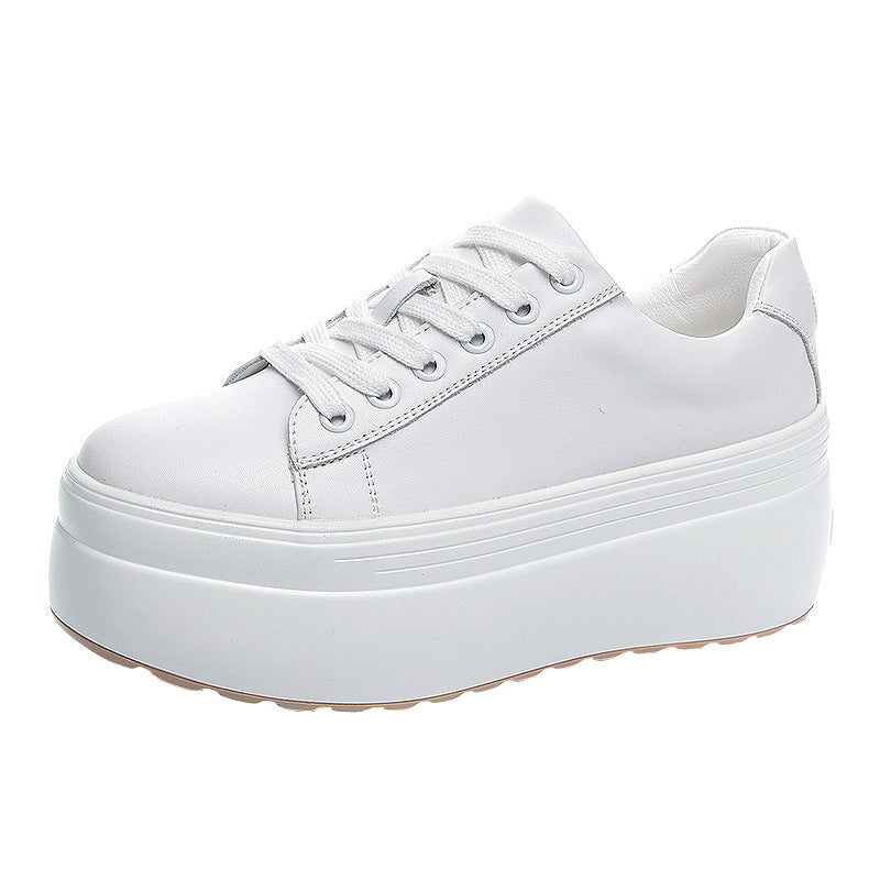 Women's White Autumn Korean Style Muffin Platform Height Casual Shoes