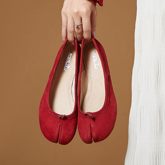Women's Pumps Genuine Sheepskin Low-cut Green Ballet Casual Shoes