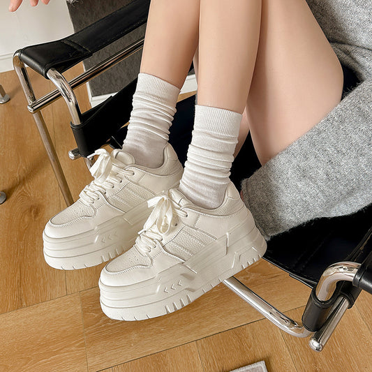 Women's Platform White Small Height Increasing Sports Casual Shoes