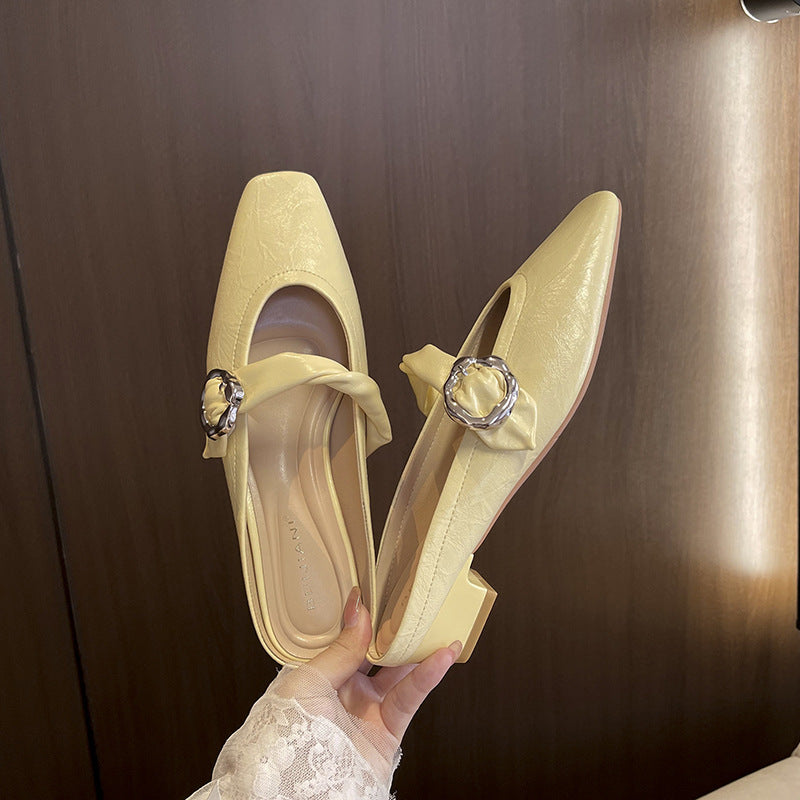 Women's French Style Soft Half Chunky Low Heels