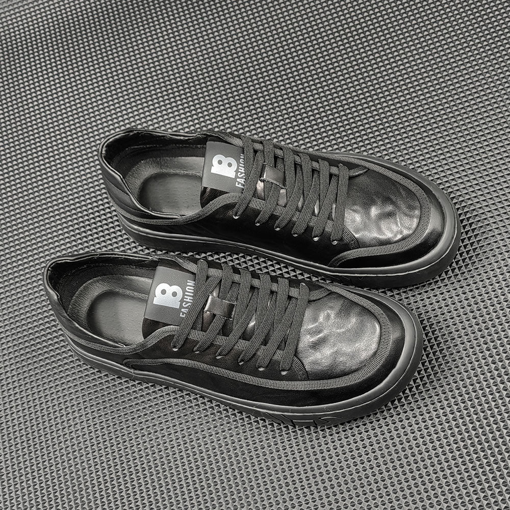 Men's First Layer Cowhide Head Tilt Cute Sneakers