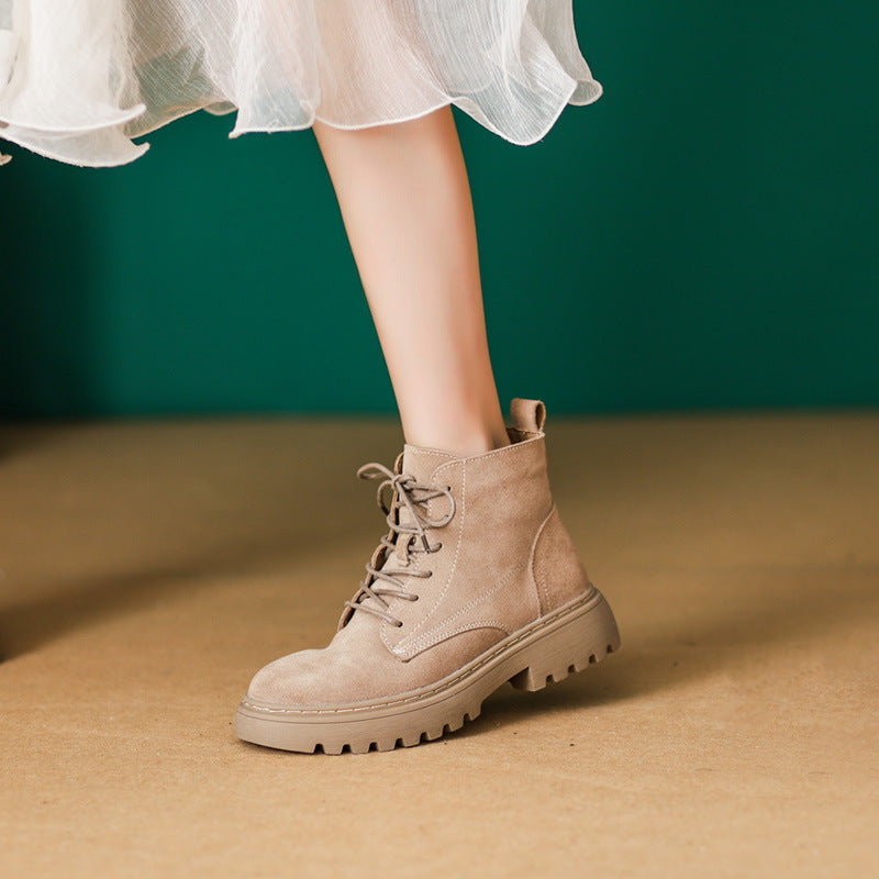 Women's Frosted Genuine British Style Mid Martin Boots
