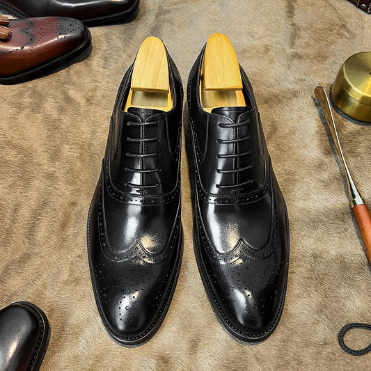 Men's Formal British Business Carved Oxford Brogue Leather Shoes