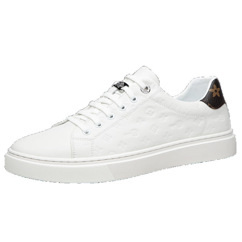 Men's White Breathable Soft Board Full Thick Bottom Green Sneakers
