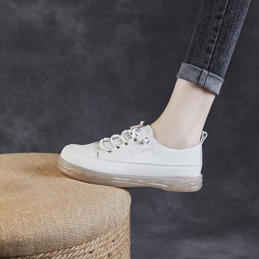 Women's Bottom Light White Summer Maternity Cowhide Casual Shoes