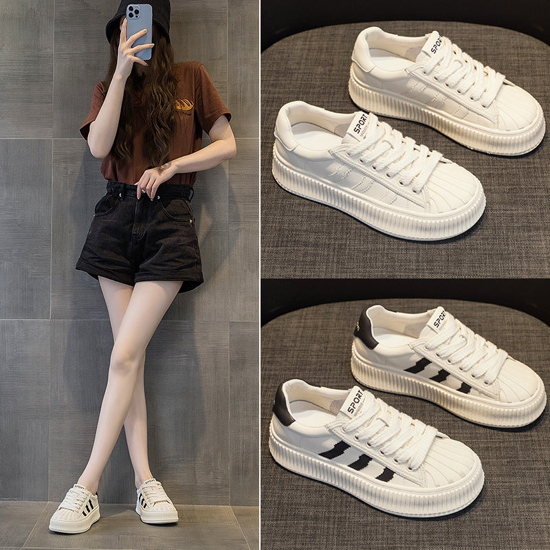 Women's Shell Head White Genuine Platform Biscuit Women's Casual Shoes