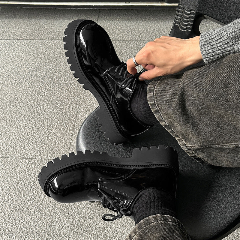 Men's Black Formal Business British Style Round Men's Shoes