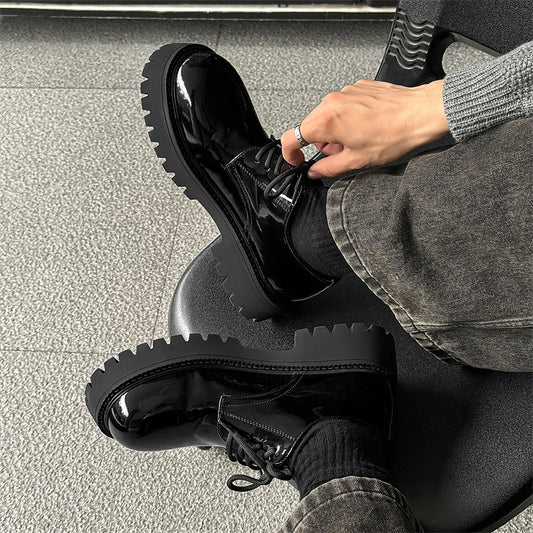 Men's Black Formal Business British Style Round Men's Shoes