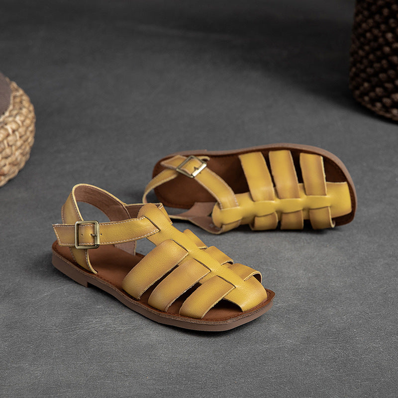 Women's & Men's Flat Low Top Retro Brushed Roman Sandals