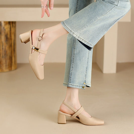 Closed Toe Fashion Low-cut Single Commuter Heels