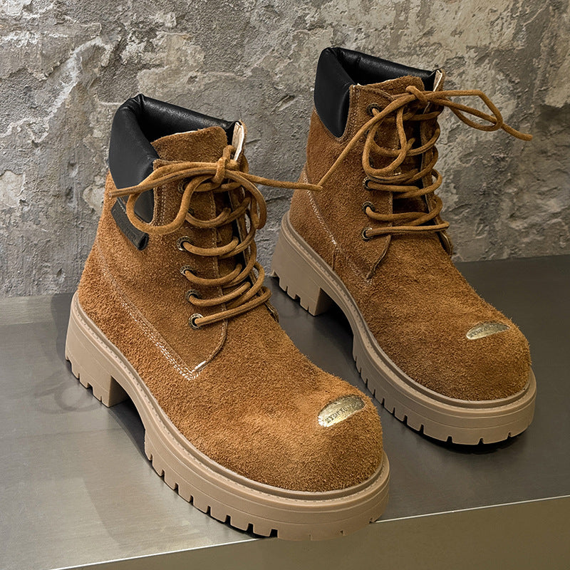 Women's & Men's Worker Platform Height Increasing British Style Boots